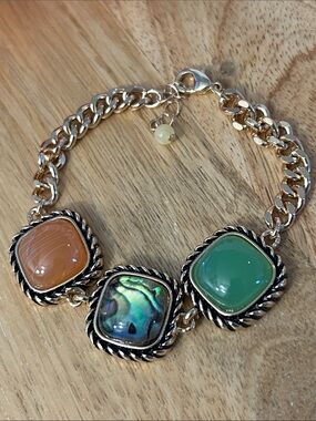 Avon Abalone Gemscape Statement Bracelet NEW Iridescent Shell Colors